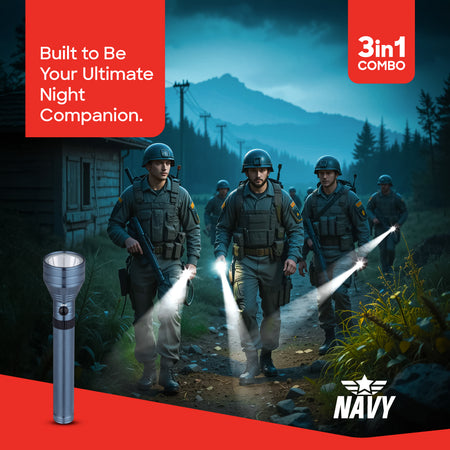 Sanford 7W Hyper Bright LED Flashlight | 2800m Range | 5000mAh Rechargeable Battery | Water & Shock Resistant - buysanford