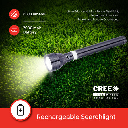Sanford 7W CREE LED Flashlight | 3200m Long Range | 7000mAh Rechargeable Battery | Shockproof & Waterproof - buysanford