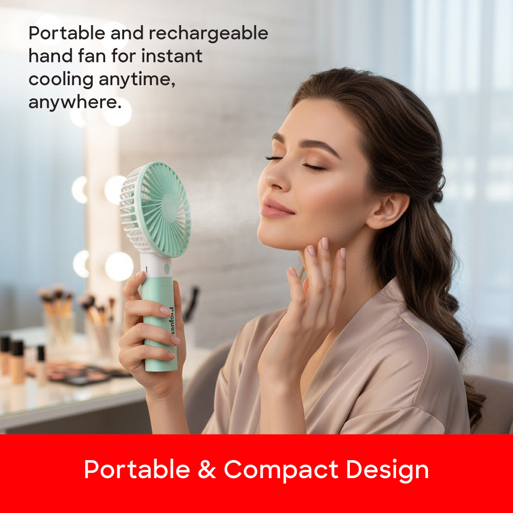 Sanford Rechargeable Hand Fan | 8-Hour Runtime | 3-Speed | USB Charging | Portable & Quiet Brushless Motor - buysanford
