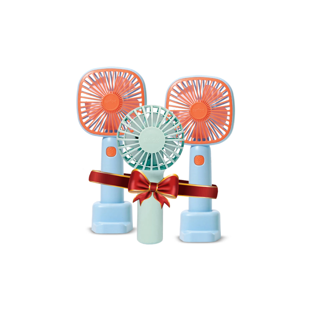 Sanford Rechargeable Hand Fan Combo | With Mobile Holder & Compact High-Speed Fan | USB-C Charging | 3-Speed | Portable Design - buysanford