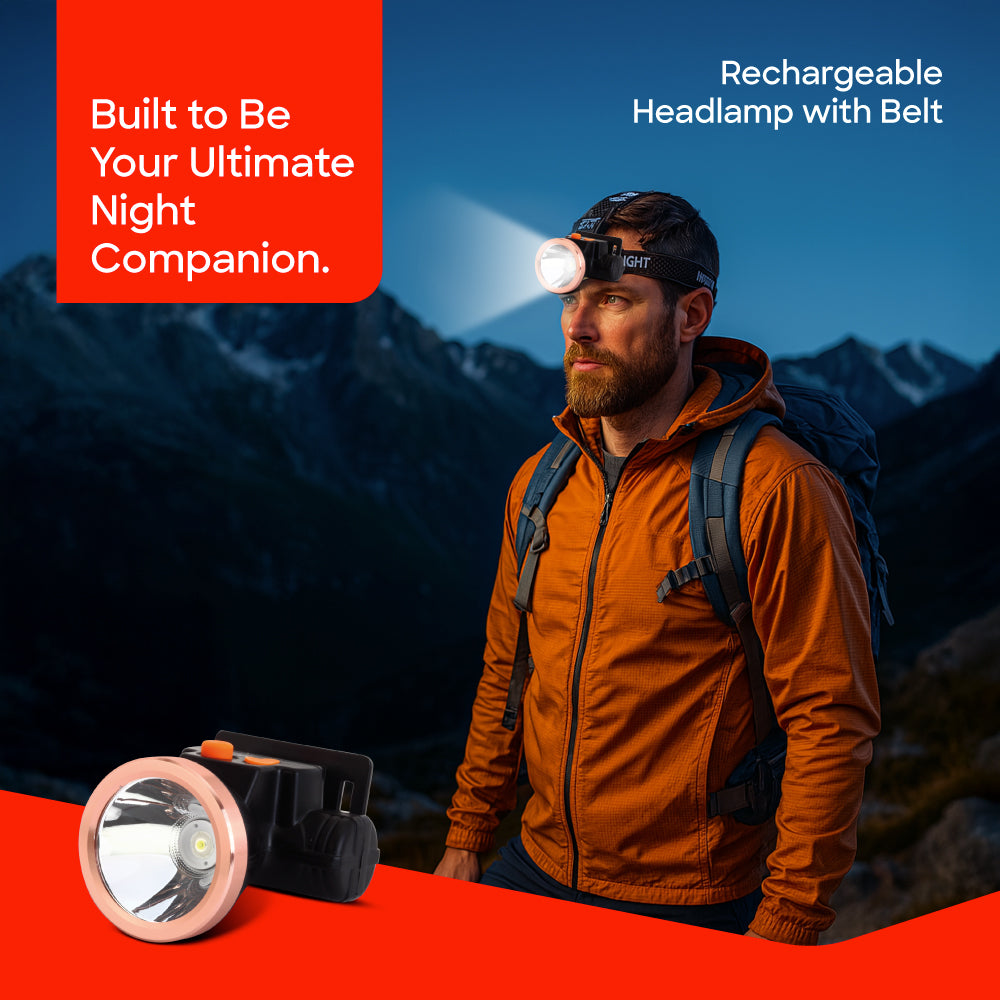 Sanford 3-watt LED headlamp showing adjustable head strap
