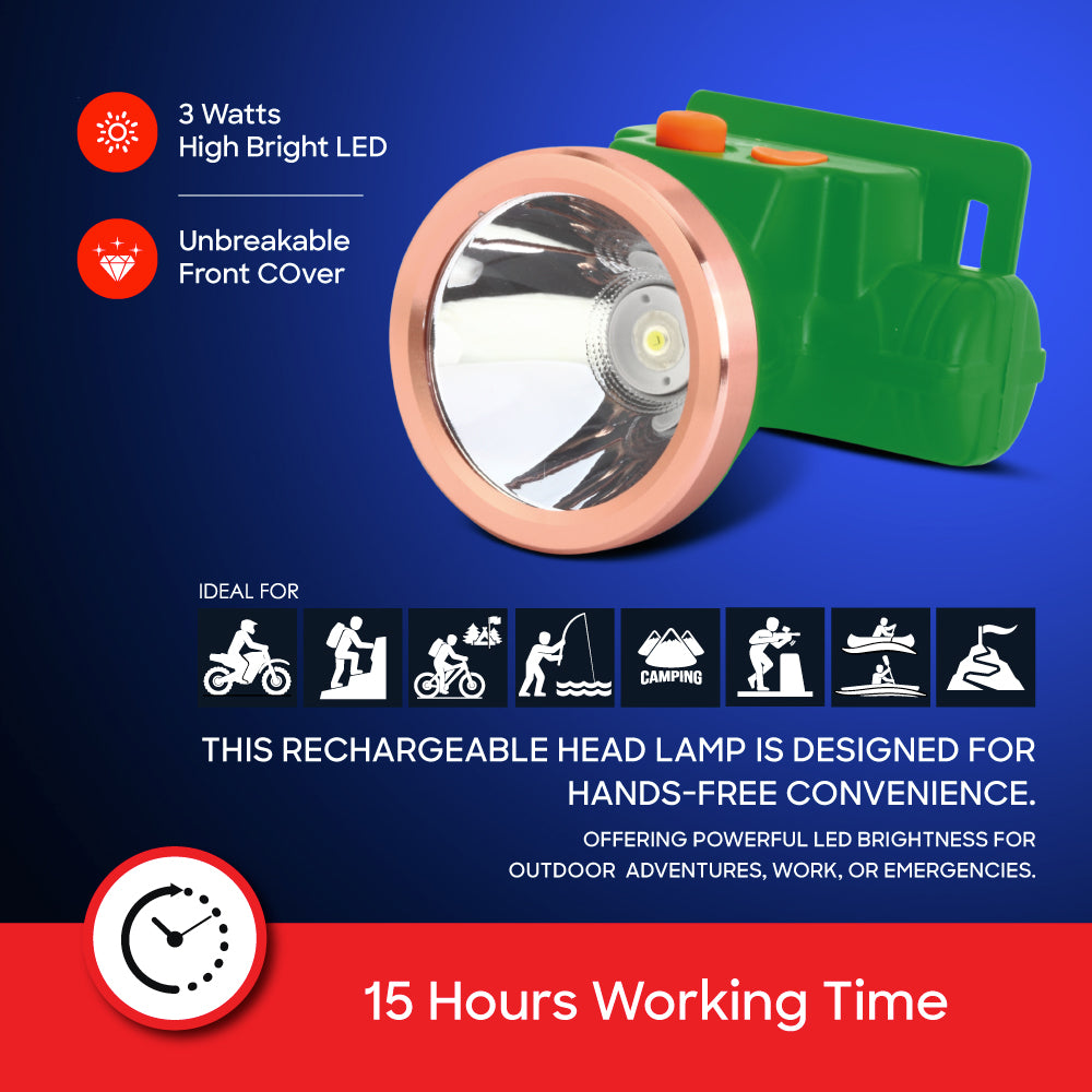 Sanford Rechargeable LED Headlamp with 3W Bright Light and USB Charging | SF1052HL - buysanford