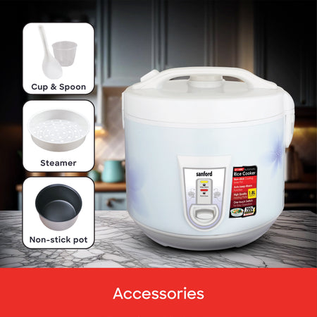 1.8L automatic rice cooker non stick pot keep warm function sanford 5