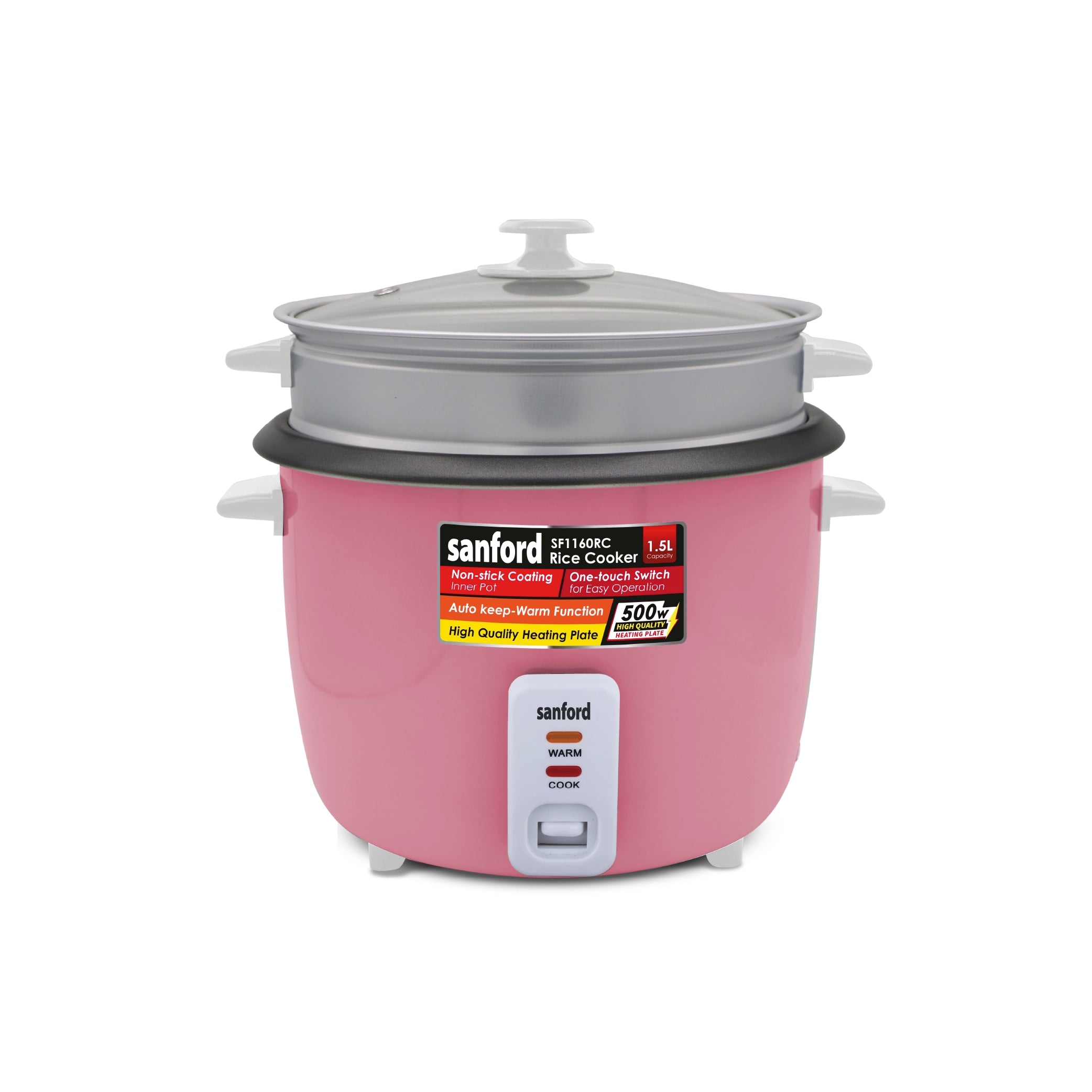 1.5L automatic rice cooker non stick pot keep warm function sanford 1