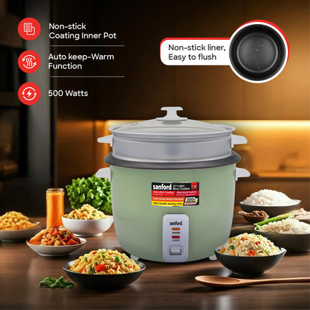 1.5L automatic rice cooker non stick pot keep warm function sanford 3