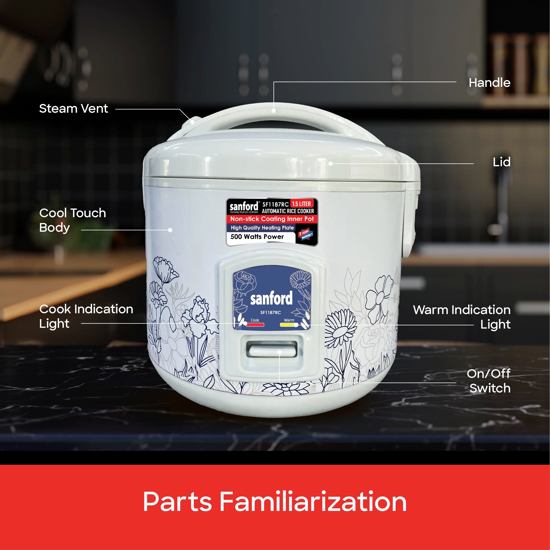 1.5L electric rice cooker automatic cooking sanford 7
