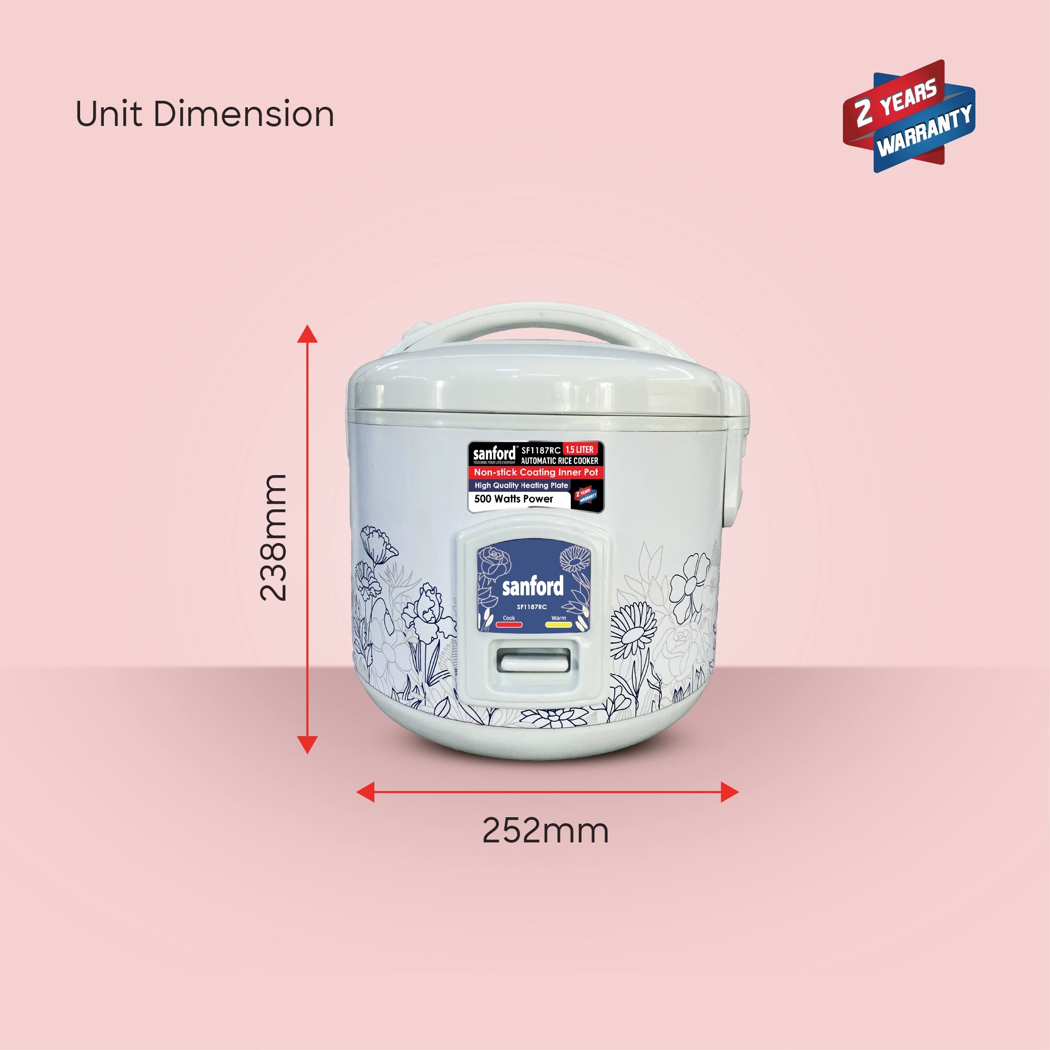 1.5L electric rice cooker automatic cooking sanford 8