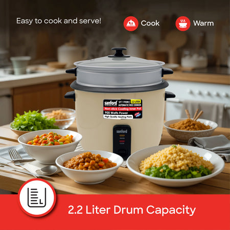 2.2L automatic rice cooker 900W non stick pot keep warm sanford 4