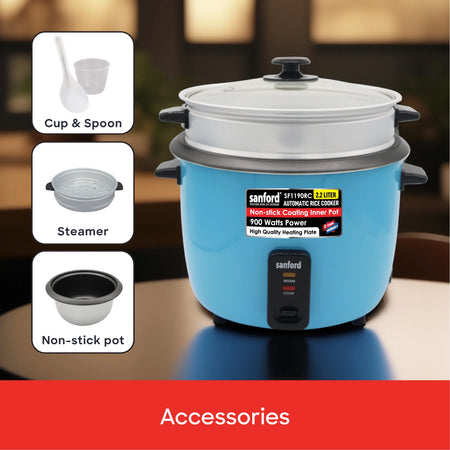 2.2L automatic rice cooker 900W non stick pot keep warm sanford 5