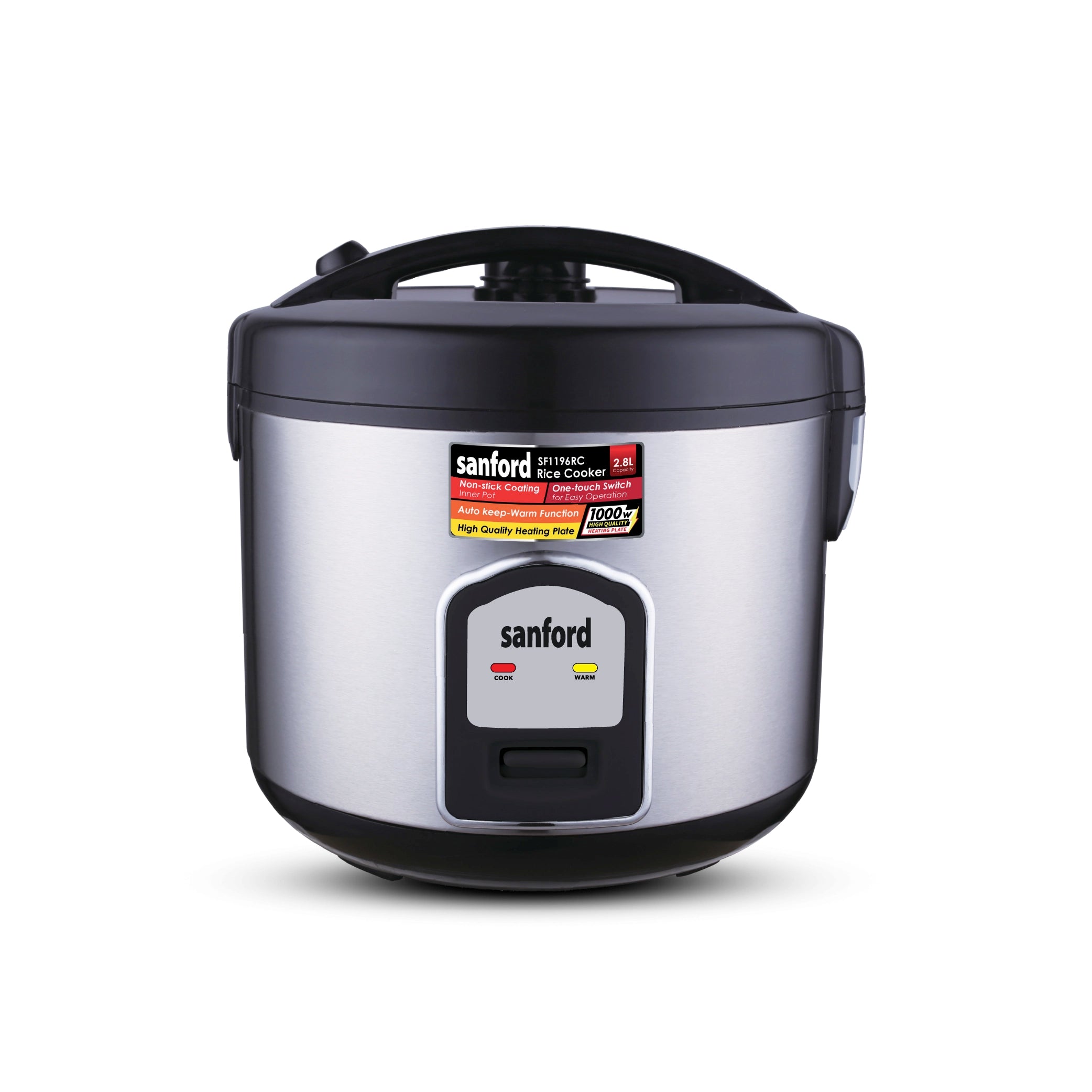 2.8L rice cooker 1000W non stick pot keep warm function sanford 1