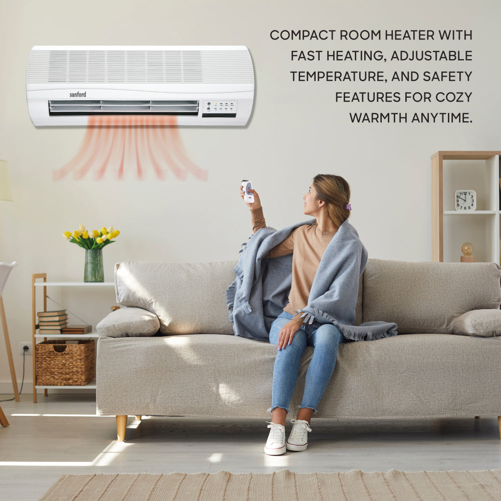 Sanford 2000W Wall-Mounted PTC Ceramic Heater with Remote, Timer & Dual Heat Settings | SF1221RH - buysanford