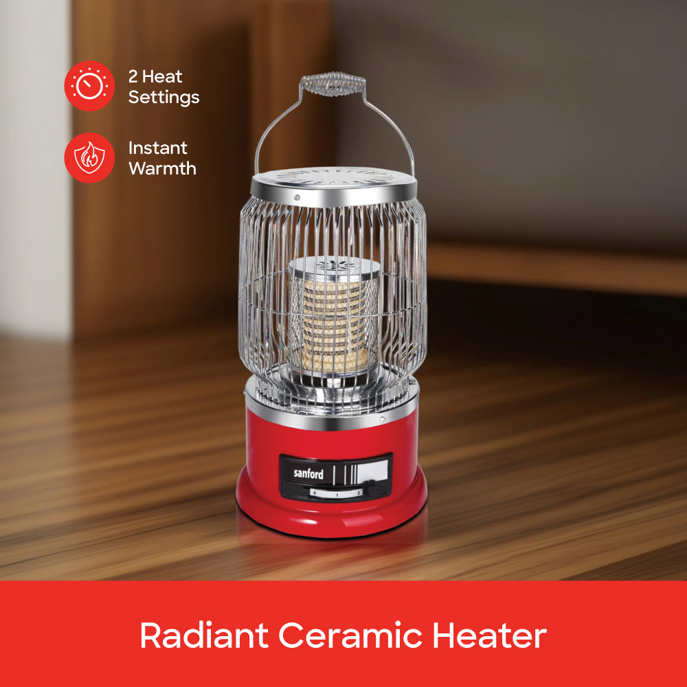 Sanford quartz room heater adjustable heat settings and tip-over protection