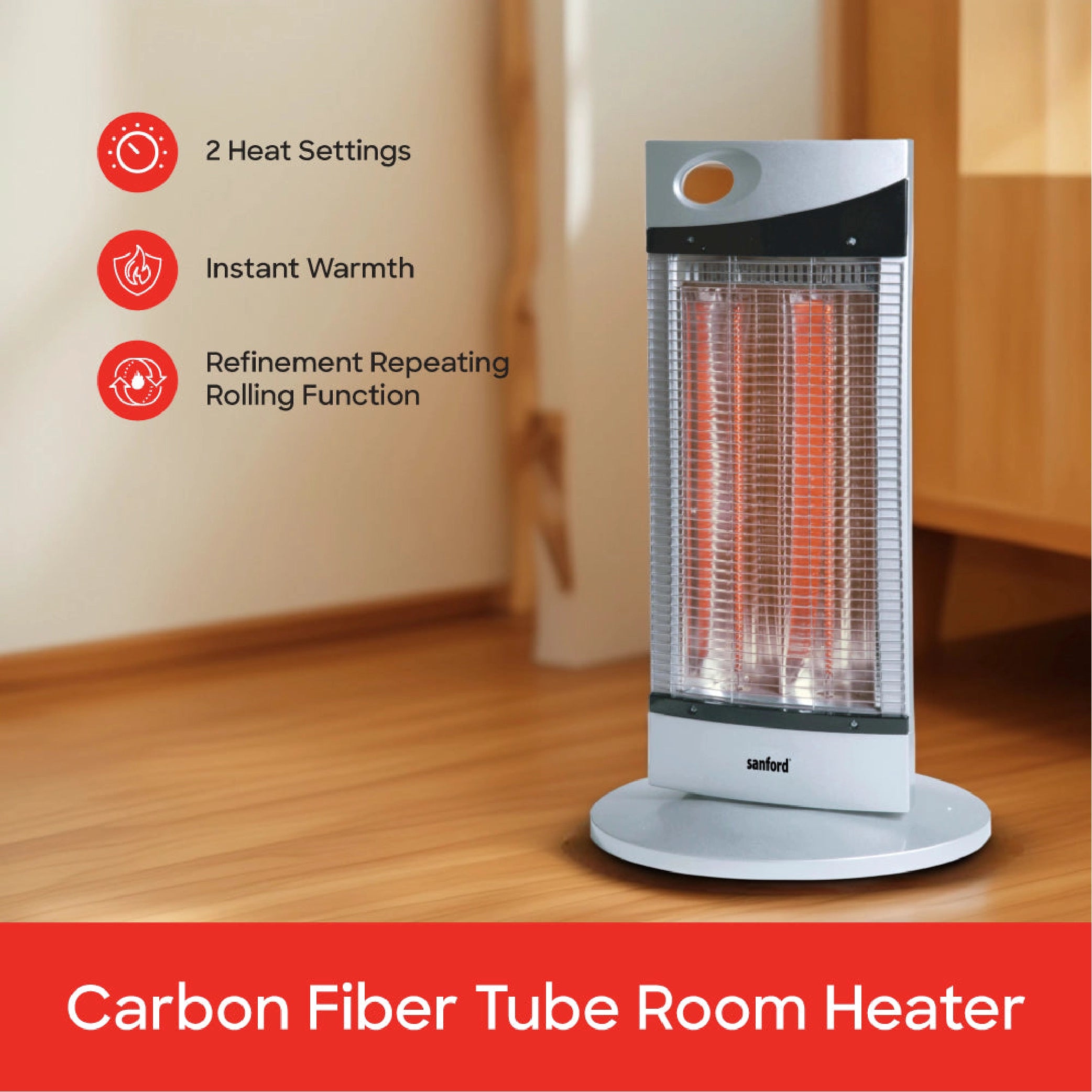 900W carbon room heater compact indoor heating sanford 3