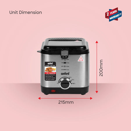 Sanford 900W 1.5L Deep Fryer with Stainless Steel Body and Cool Touch Handle | SF1303DF - buysanford