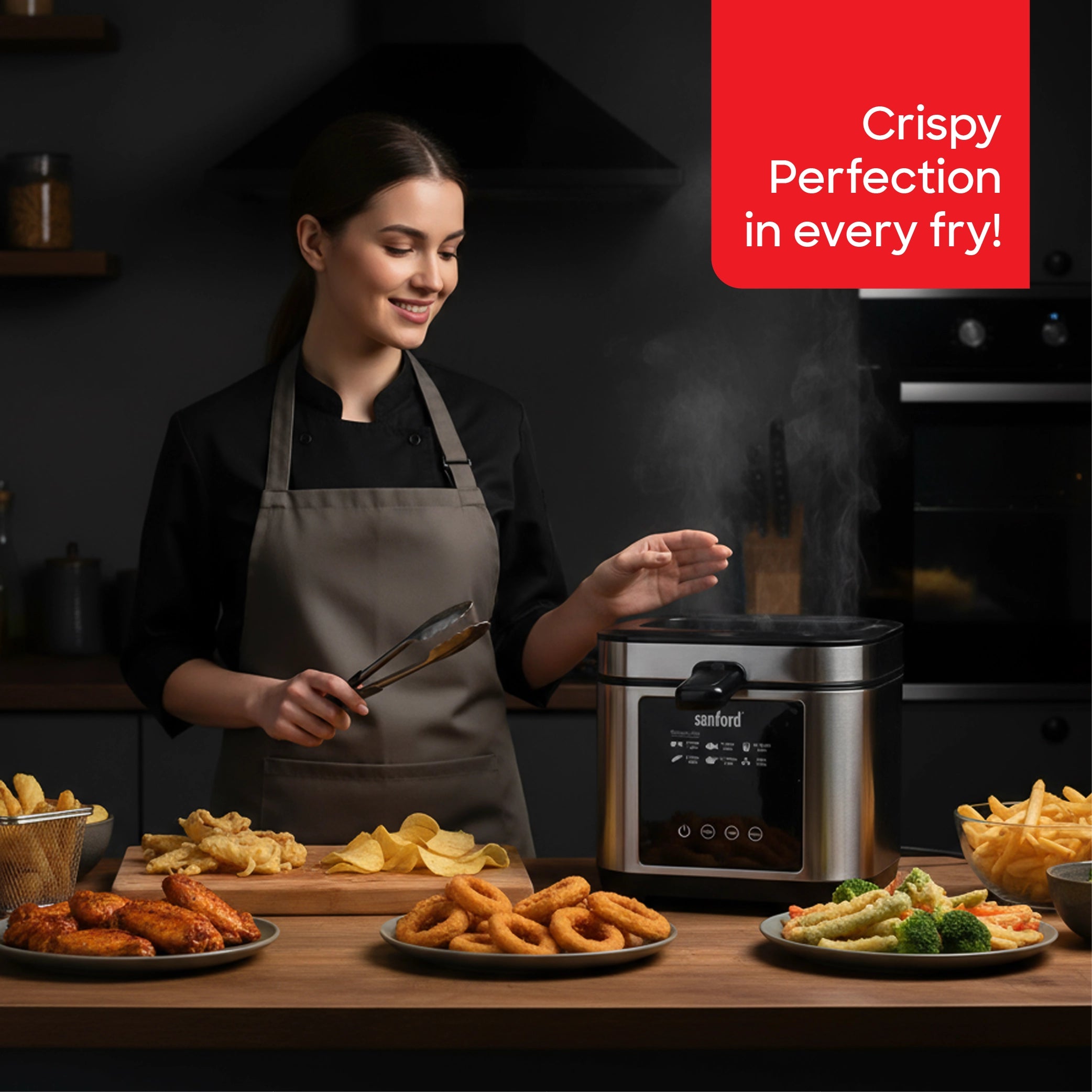 1200W 2.5L deep fryer led touch screen timer sanford 2