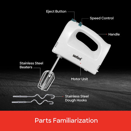 160W hand mixer 5 speed control eject function sanford 6