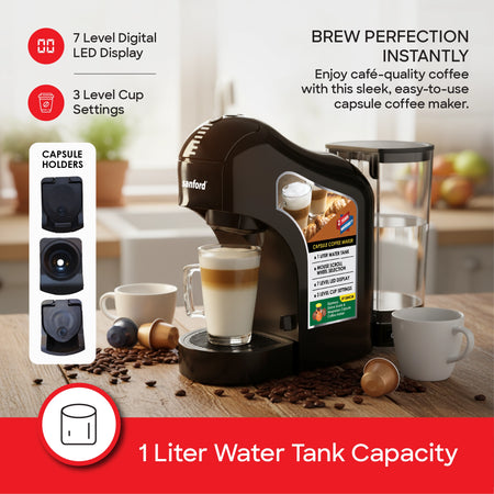 Sanford 1400W 3-in-1 Capsule Coffee Maker with High Pressure Italian Pump | SF1384CM - buysanford