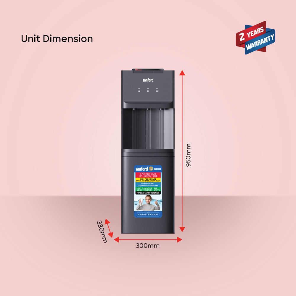 Sanford top load water dispenser for versatile hydration options