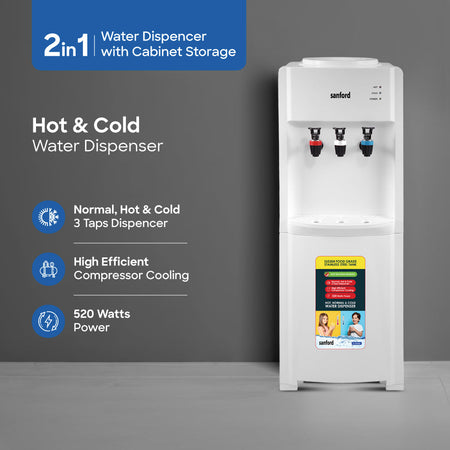 Sanford Top Load Hot,Cold and Normal  Water Dispenser with Convenient Storage Cabinet | SF1403WD - buysanford