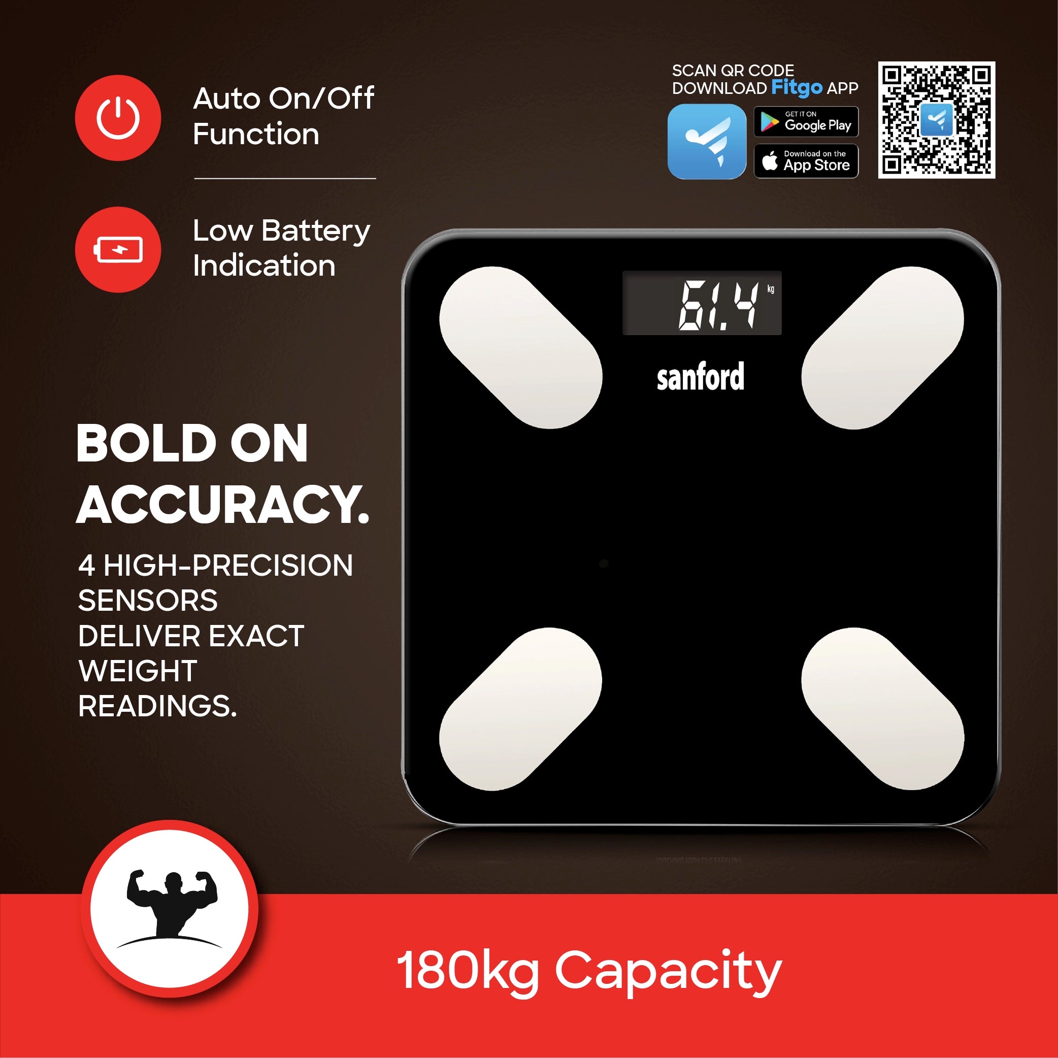 smart WiFi personal scale digital body metrics sanford 3
