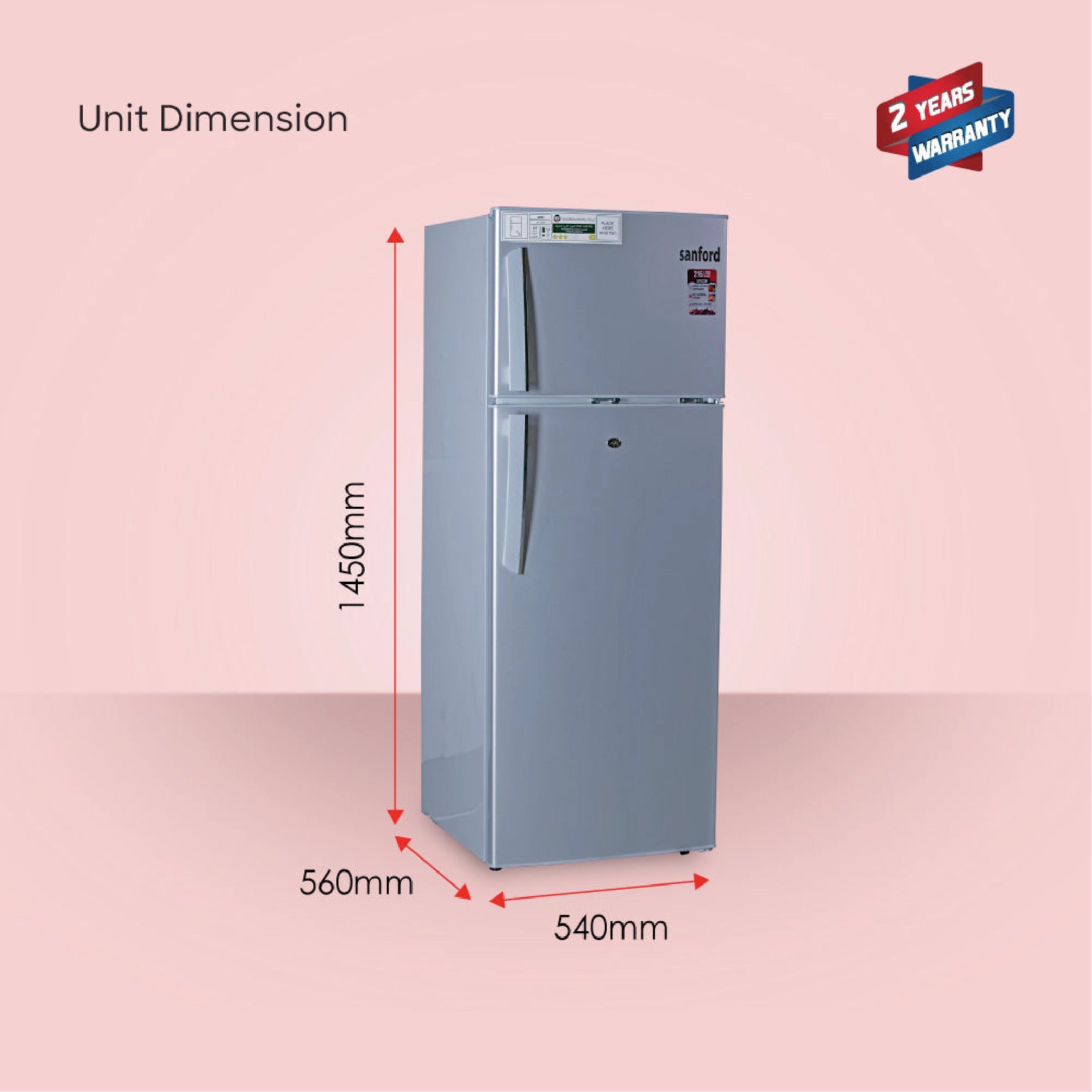 215L double door refrigerator energy efficient cooling freezer sanford 6