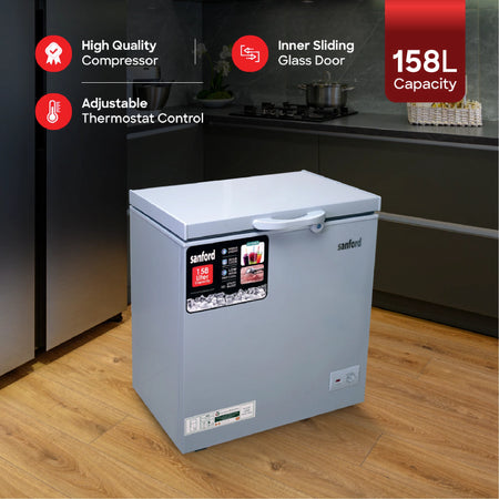 158L chest freezer adjustable temperature lockable handle sanford 3