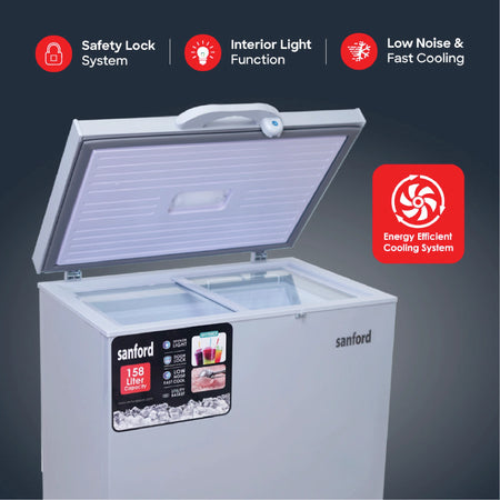 158L chest freezer adjustable temperature lockable handle sanford 4