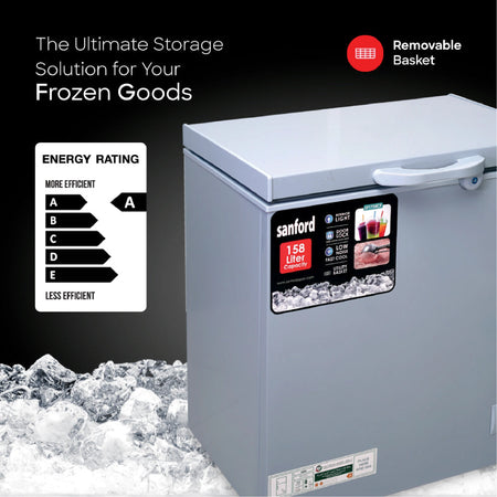 158L chest freezer adjustable temperature lockable handle sanford 5