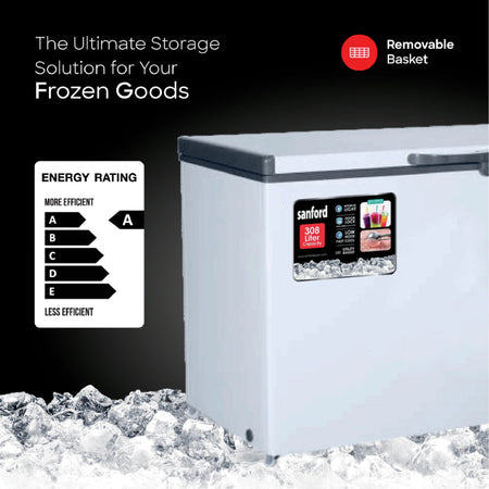 308L chest freezer adjustable temperature lockable handle sanford 5