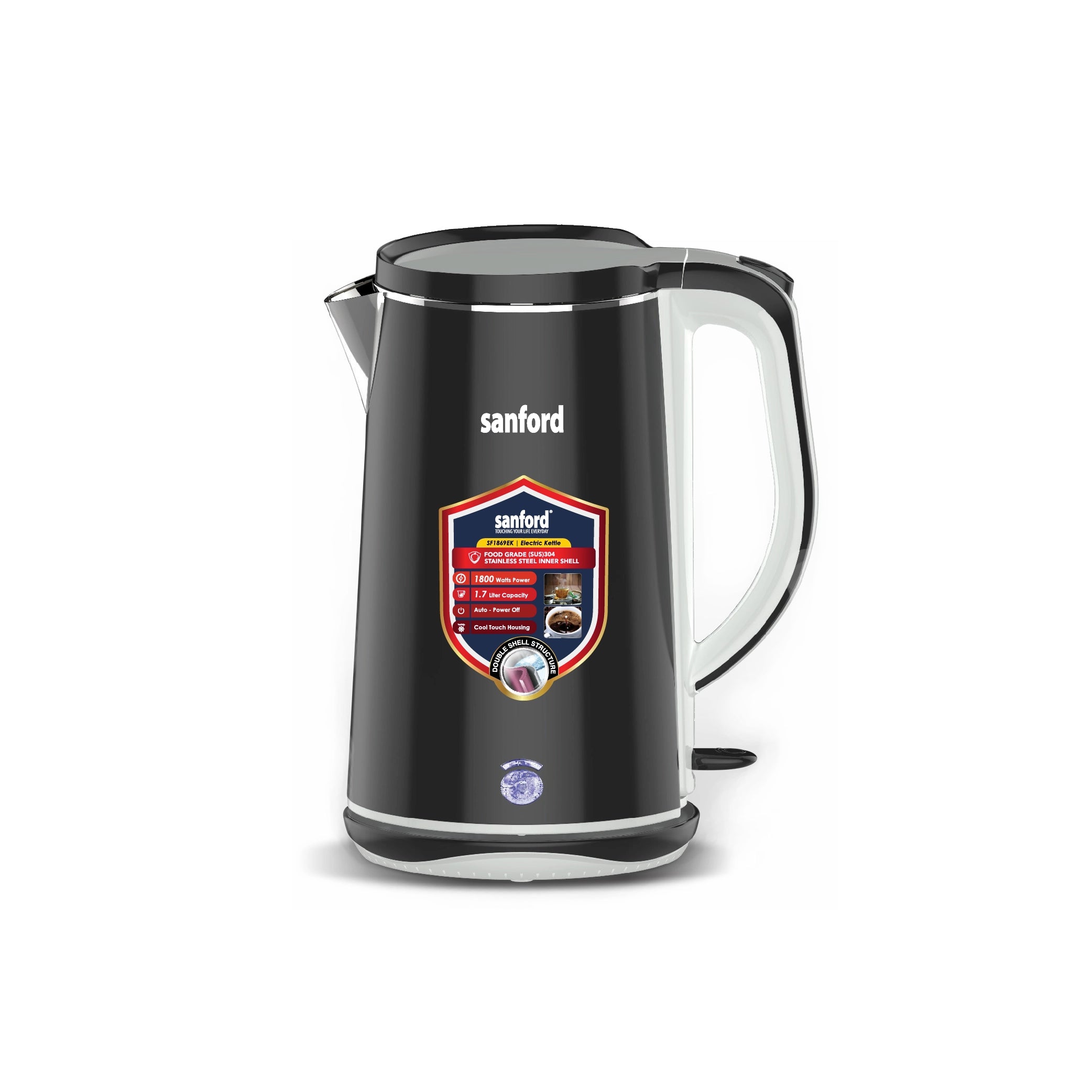 1.7L electric kettle 1800W double shell cool touch body Sanford 1