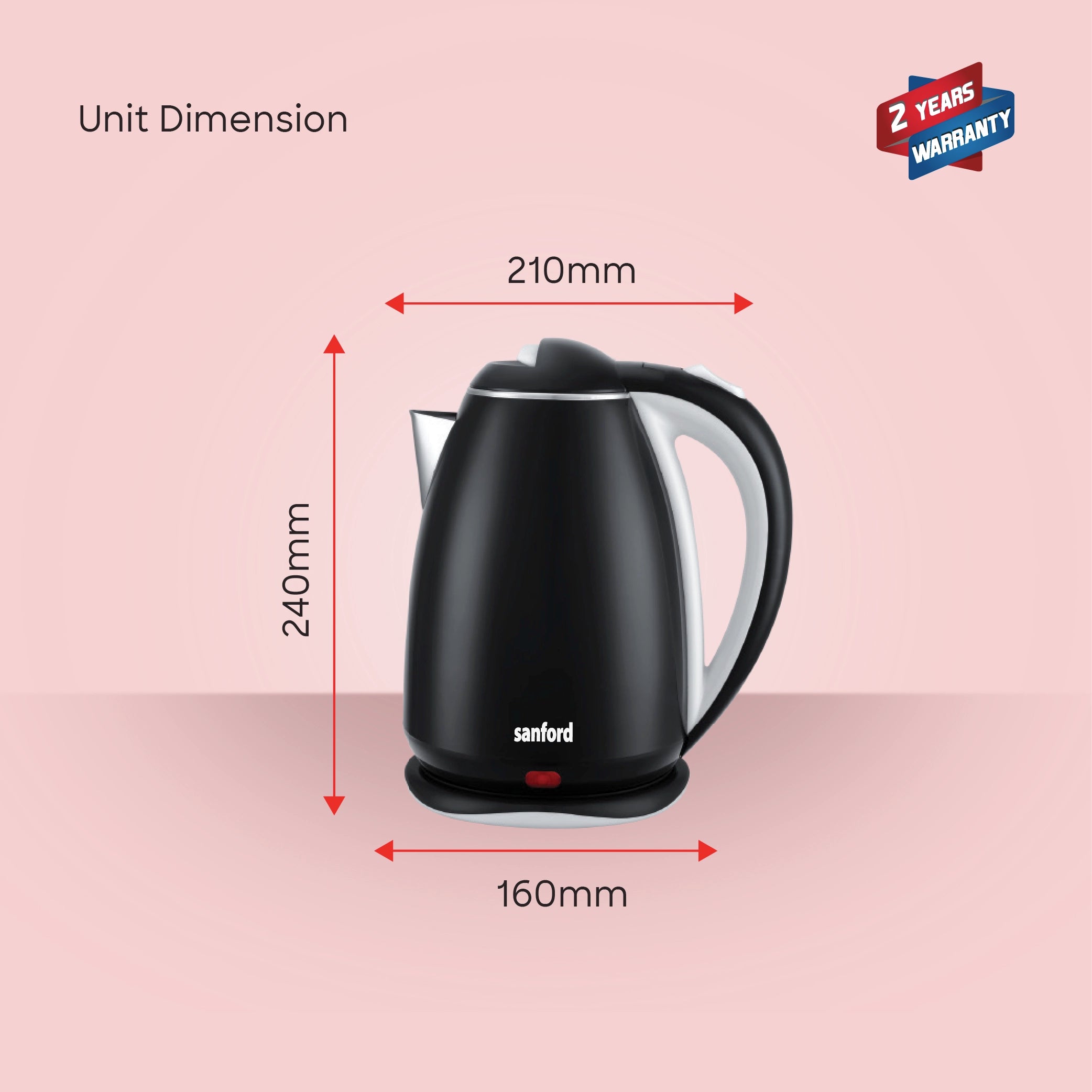 1.8L electric kettle 1500W double layer cool touch body sanford 8