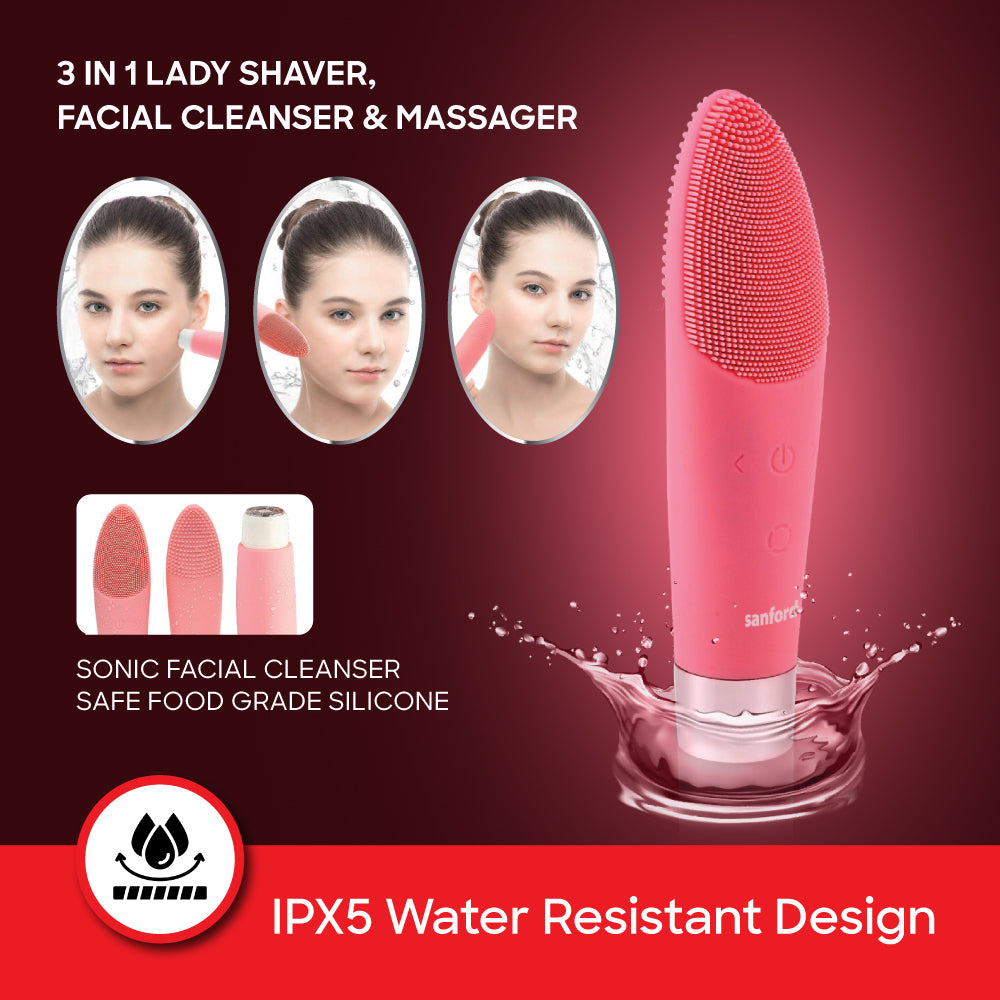 Sanford Rechargeable Multi-Function Beauty Device with Facial Cleanser & Massager | SF1920LSR - buysanford