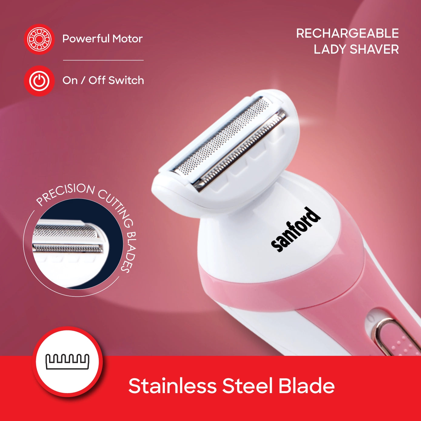 rechargeable lady shaver portable personal grooming device sanford 3