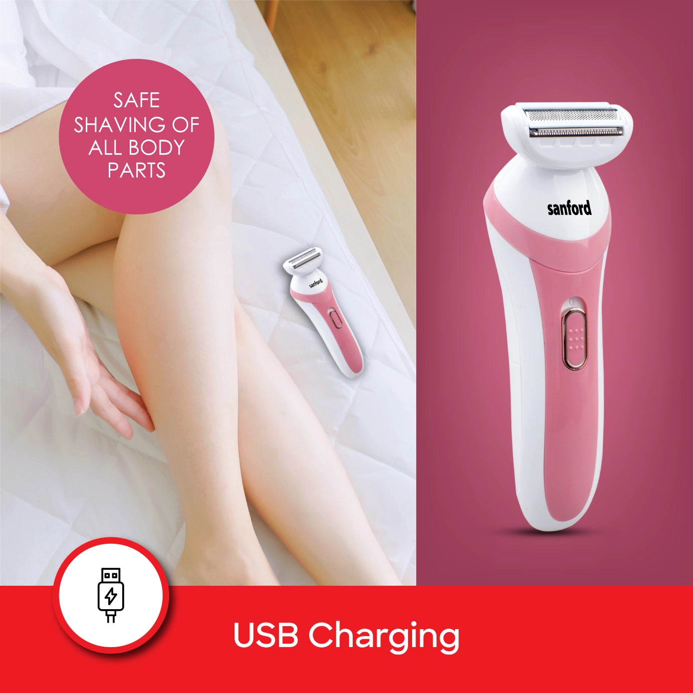 rechargeable lady shaver portable personal grooming device sanford 4