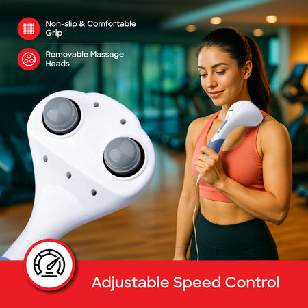Sanford 35W Handheld Electric Body Massager with 3 Interchangeable Heads & Speed Control | SF1931MSG - buysanford