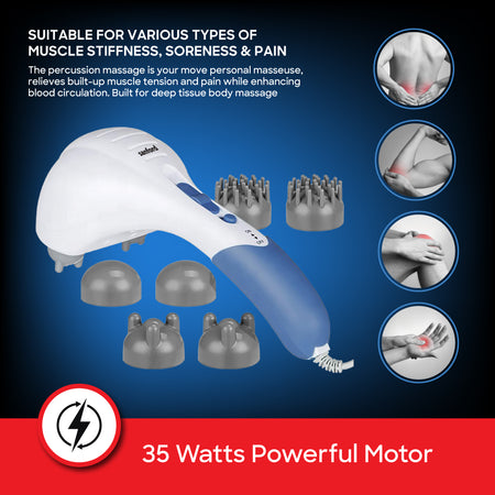 Sanford 35W Handheld Electric Body Massager with 3 Interchangeable Heads & Speed Control | SF1931MSG - buysanford