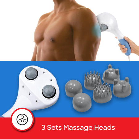 Sanford 35W Handheld Electric Body Massager with 3 Interchangeable Heads & Speed Control | SF1931MSG - buysanford