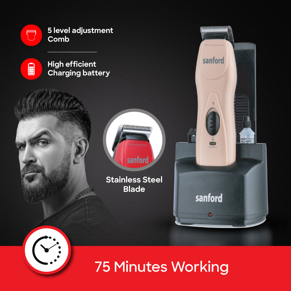 Sanford Rechargeable Hair Trimmer with 5-Level Comb and Quick Charge Feature | SF1950HC - buysanford