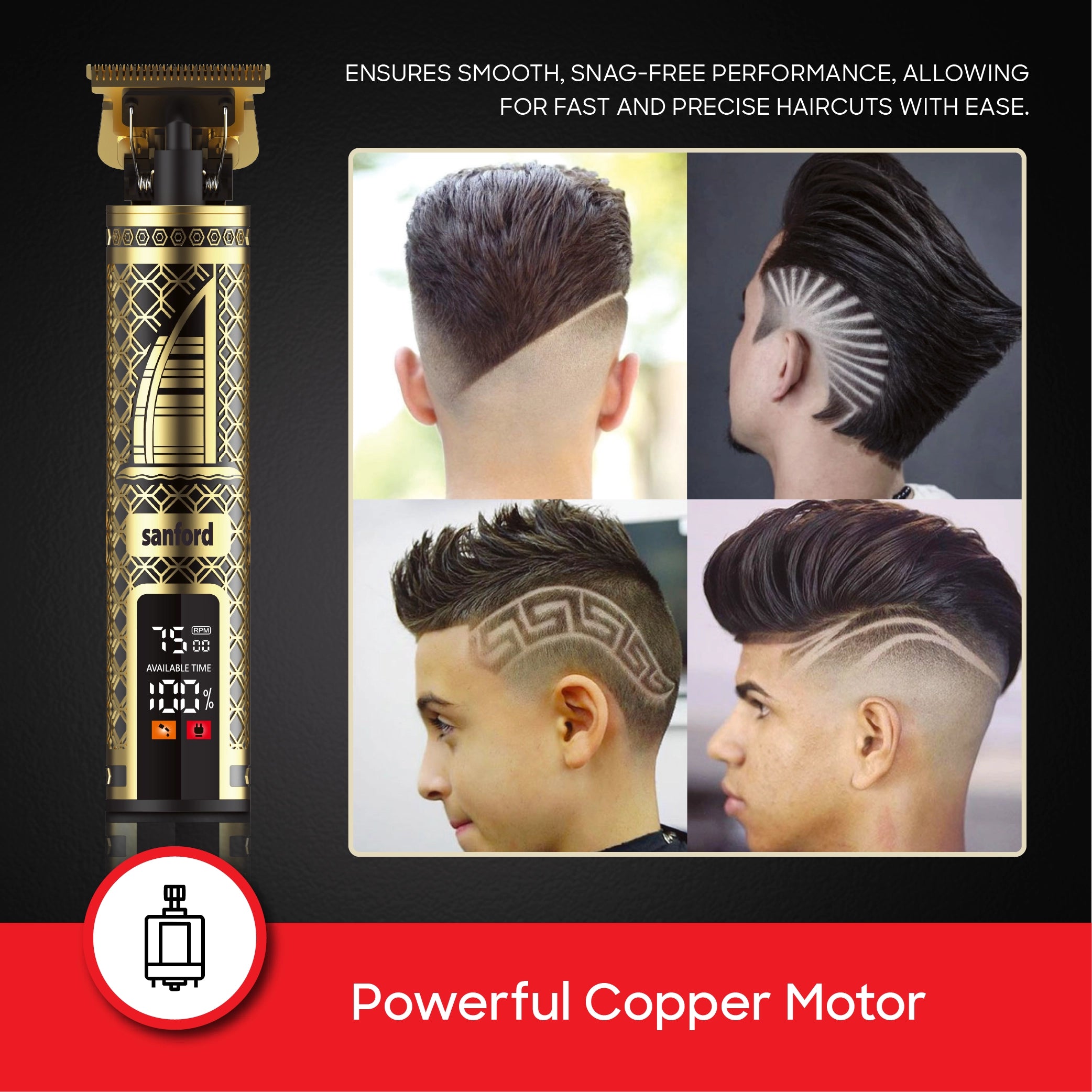 hair trimmer t blade digital display type c charging sanford 5