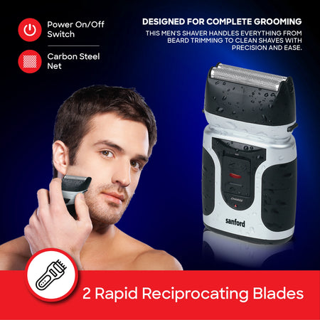 Sanford Men Shaver With Dual Blade System and Wet Dry Use - SF1977MS - buysanford