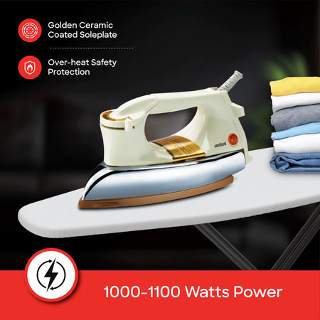 1100W dry iron ceramic coated soleplate heavy weight ironing sanford 3