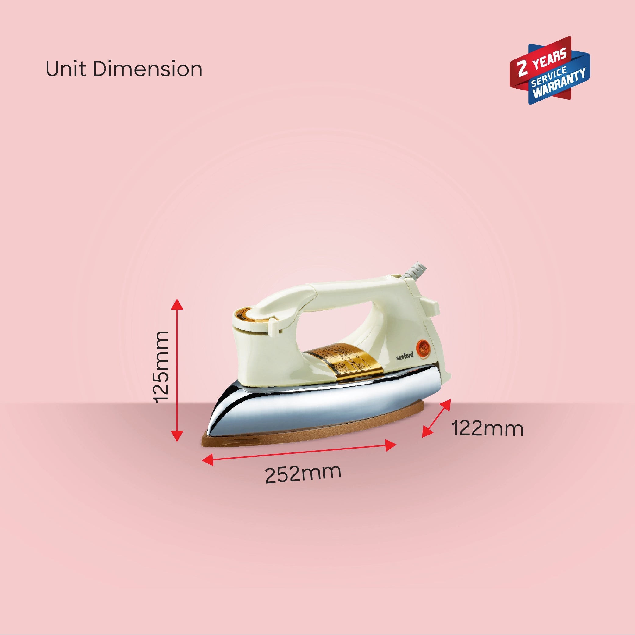 1100W dry iron ceramic coated soleplate heavy weight ironing sanford 6