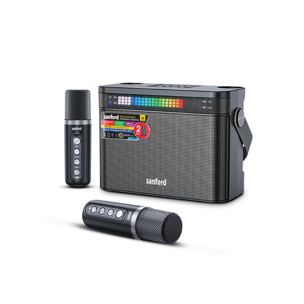 Sanford Rechargeable Karaoke Ready Portable Speakers with Dual Microphone | SF2267RPS - buysanford