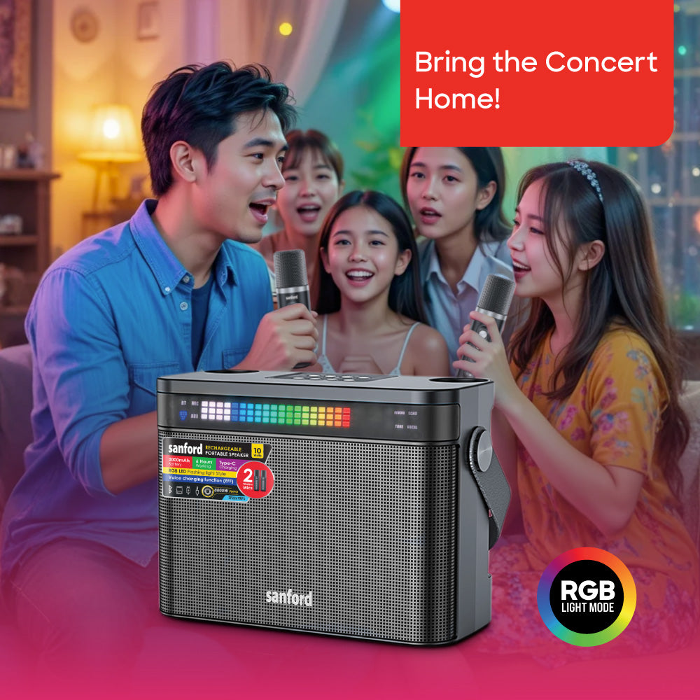 Sanford Rechargeable Karaoke Ready Portable Speakers with Dual Microphone | SF2267RPS - buysanford