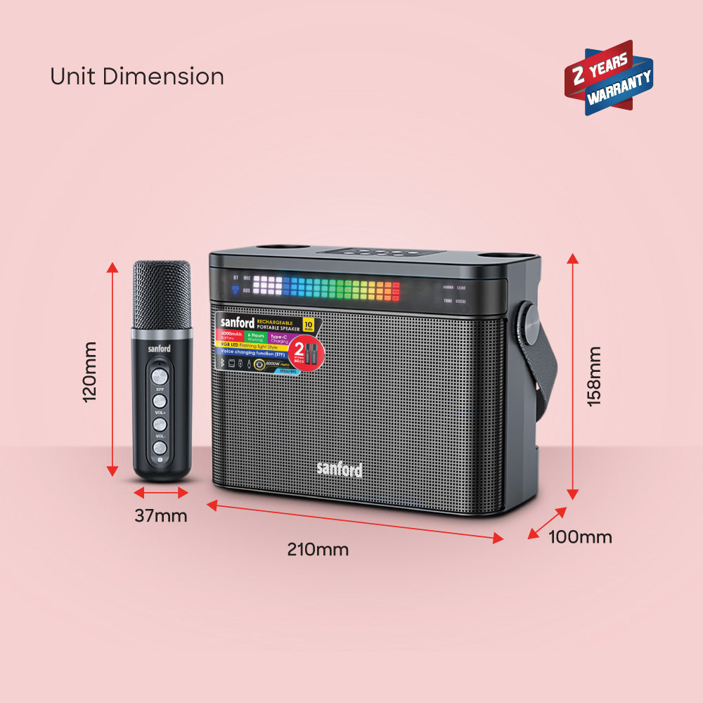 Sanford Rechargeable Karaoke Ready Portable Speakers with Dual Microphone | SF2267RPS - buysanford