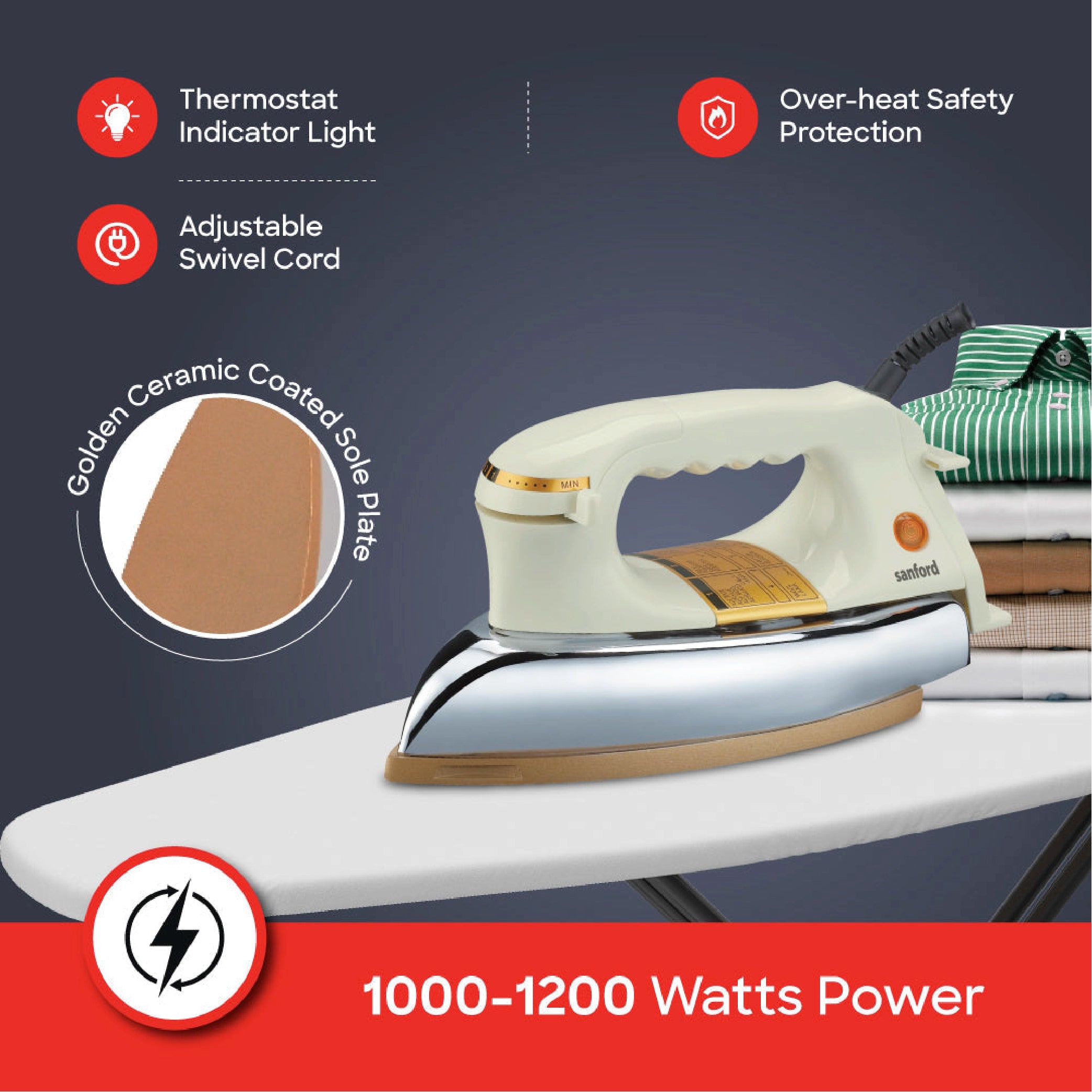 1200W heavy weight dry iron ceramic coated soleplate sanford 3