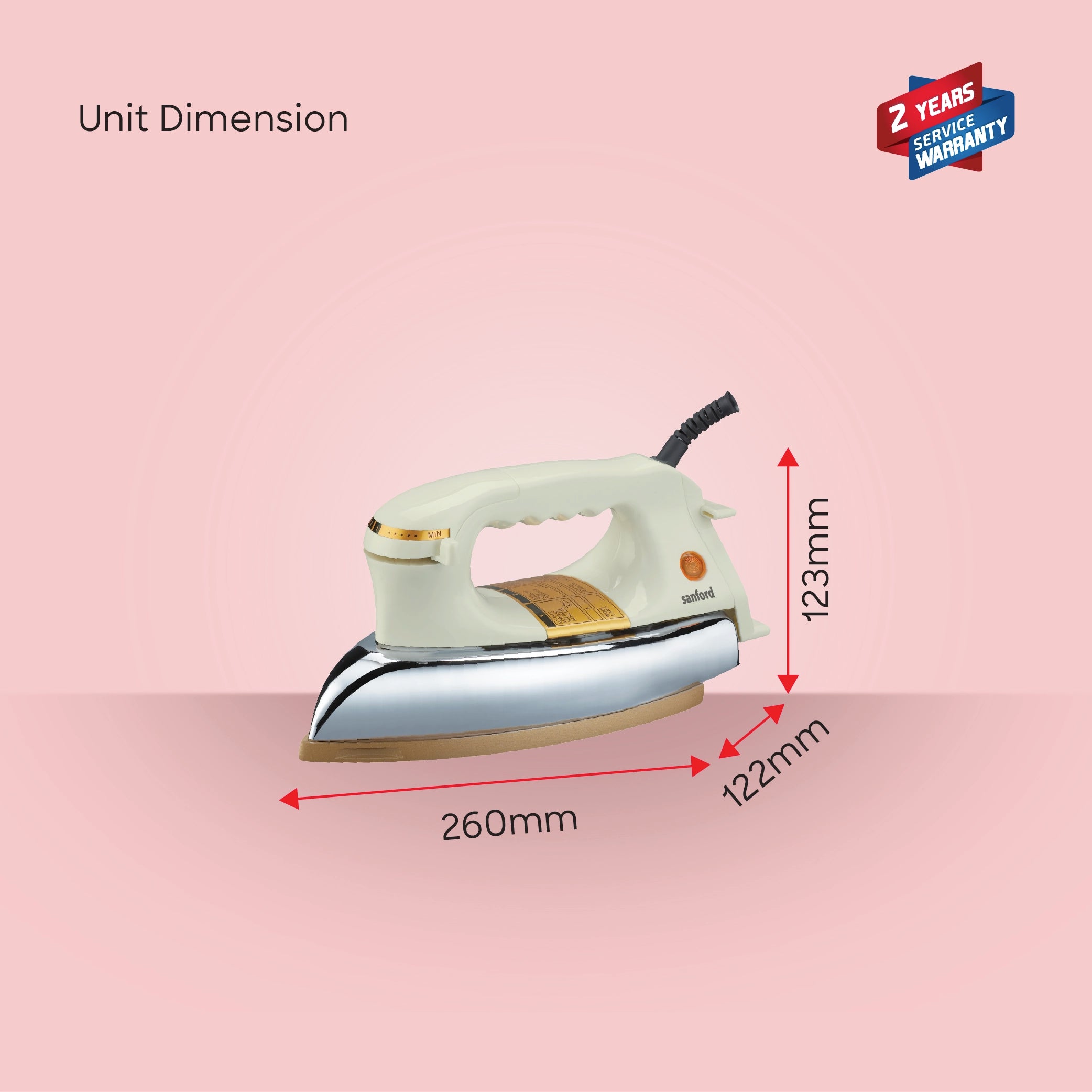 1200W heavy weight dry iron ceramic coated soleplate sanford 6