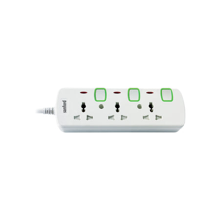 3 way socket extension surge protection LED indicator sanford 1