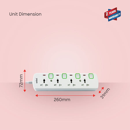 4 way socket extension surge protection LED indicator sanford 6