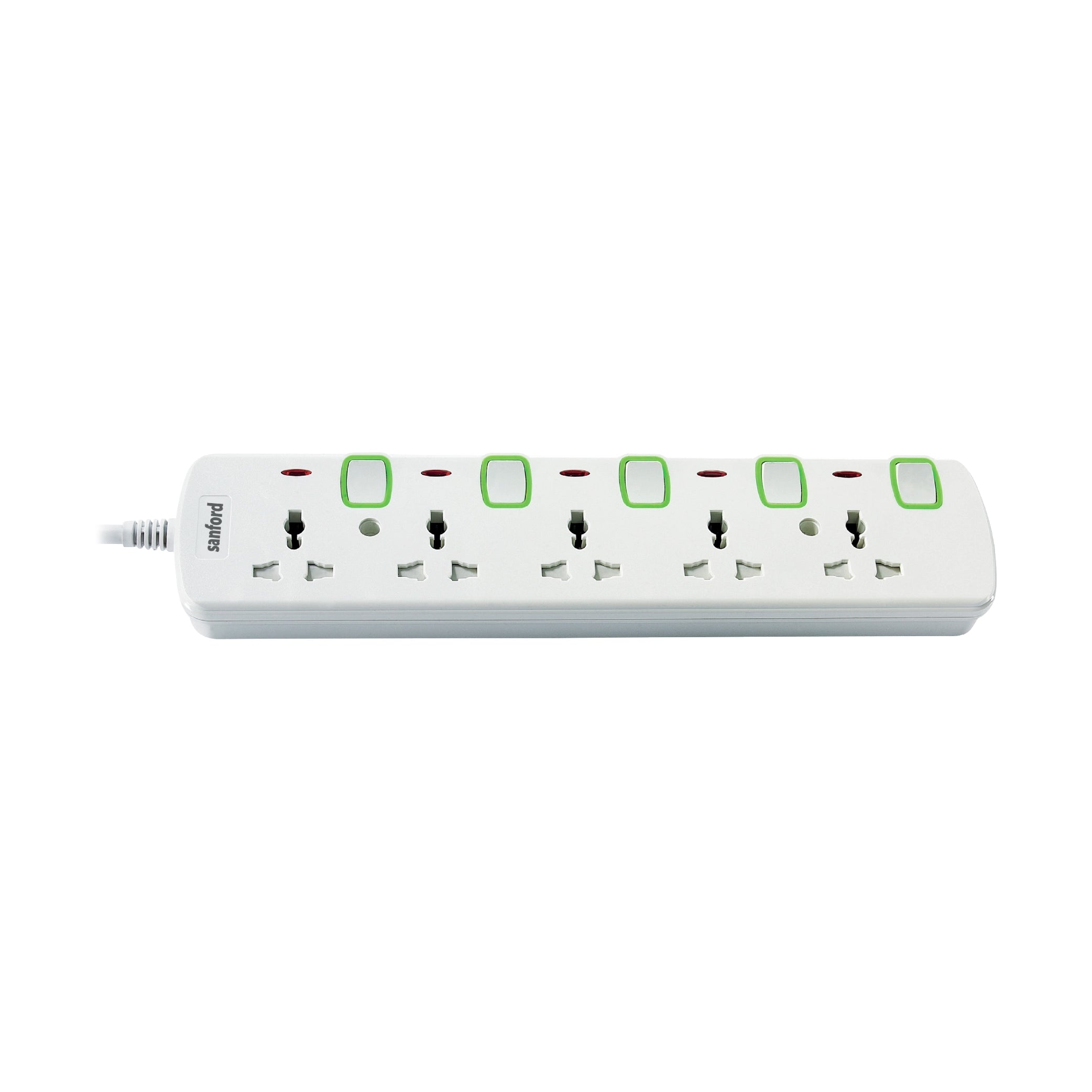 5 way socket extension surge protection LED indicator sanford 1